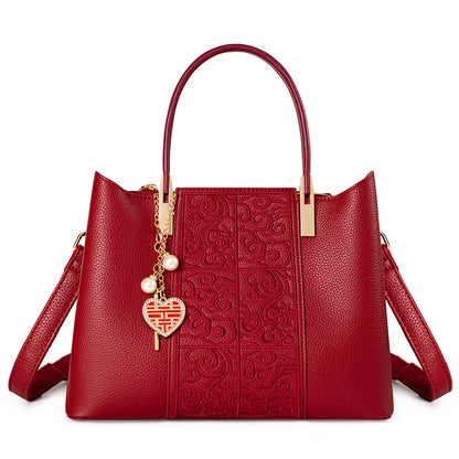 Sac fourre-tout rouge brodé de grande capacité