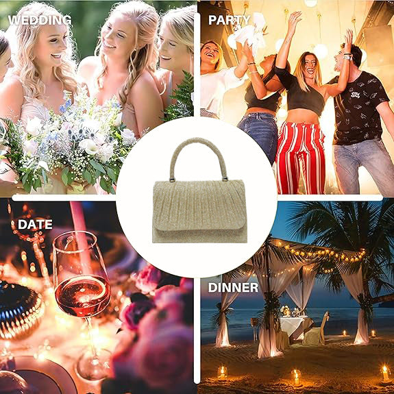 Sac à main Festival Gold Crinkle - Pochette élégante indispensable pour les fêtes, sac bandoulière raffiné pour banquets et soirées