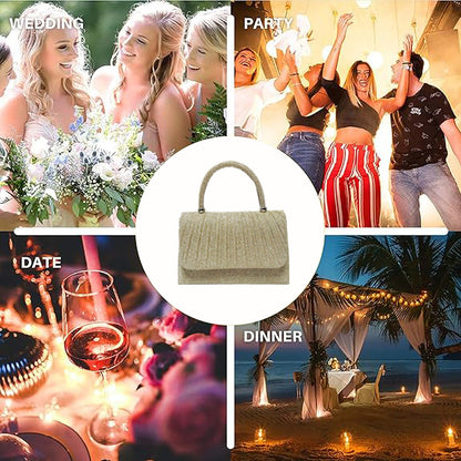 Sac à main Festival Gold Crinkle - Pochette élégante indispensable pour les fêtes, sac bandoulière raffiné pour banquets et soirées