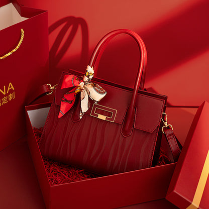 Sac fourre-tout rouge brodé de grande capacité