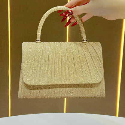 Sac à main Festival Gold Crinkle - Pochette élégante indispensable pour les fêtes, sac bandoulière raffiné pour banquets et soirées