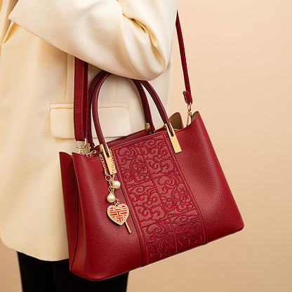 Sac fourre-tout rouge brodé de grande capacité