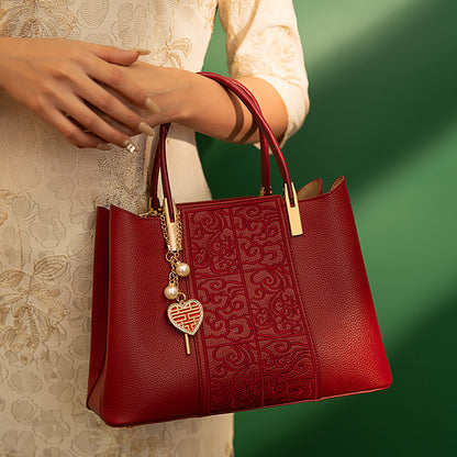 Sac fourre-tout rouge brodé de grande capacité