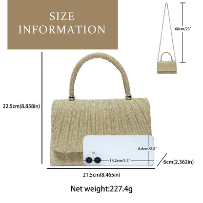 Sac à main Festival Gold Crinkle - Pochette élégante indispensable pour les fêtes, sac bandoulière raffiné pour banquets et soirées